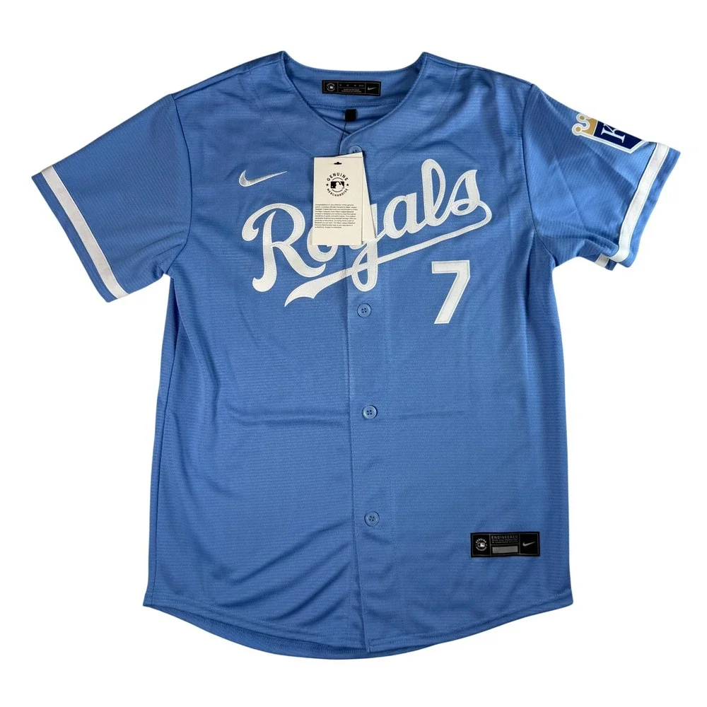 NWT Nike Bobby Witt Jr Kansas City Royals Jersey Youth M 10/12 Blue MLB
